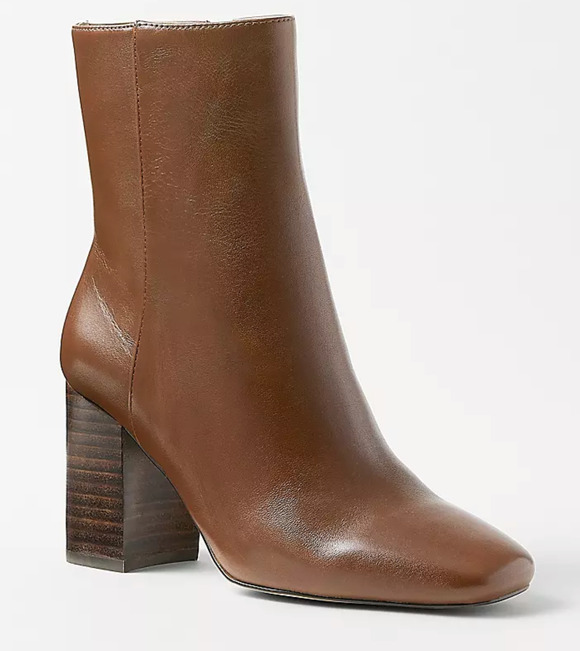 Ann Taylor Shoes - NEW ANN TAYLOR BROWN NORTH LEATHER BOOTIE ANKLE BOOTS SIZE 5.5